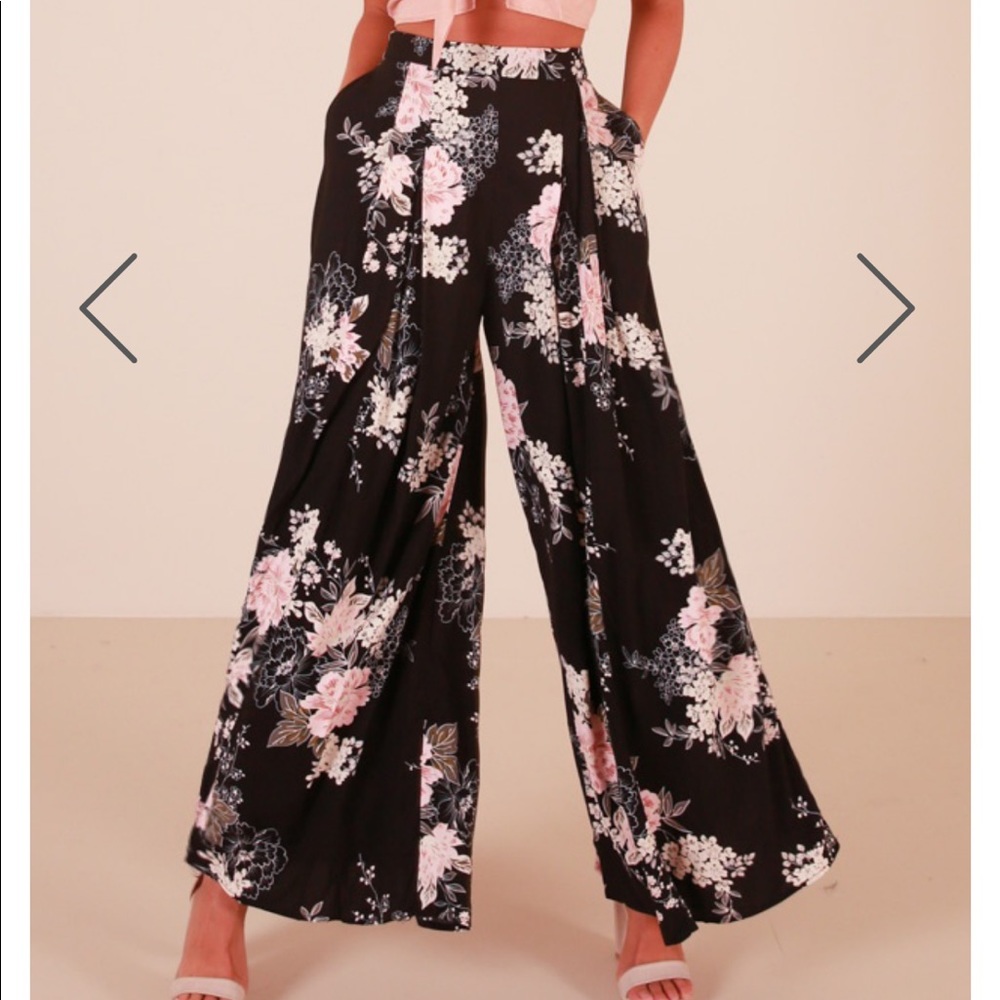 Black floral pants
